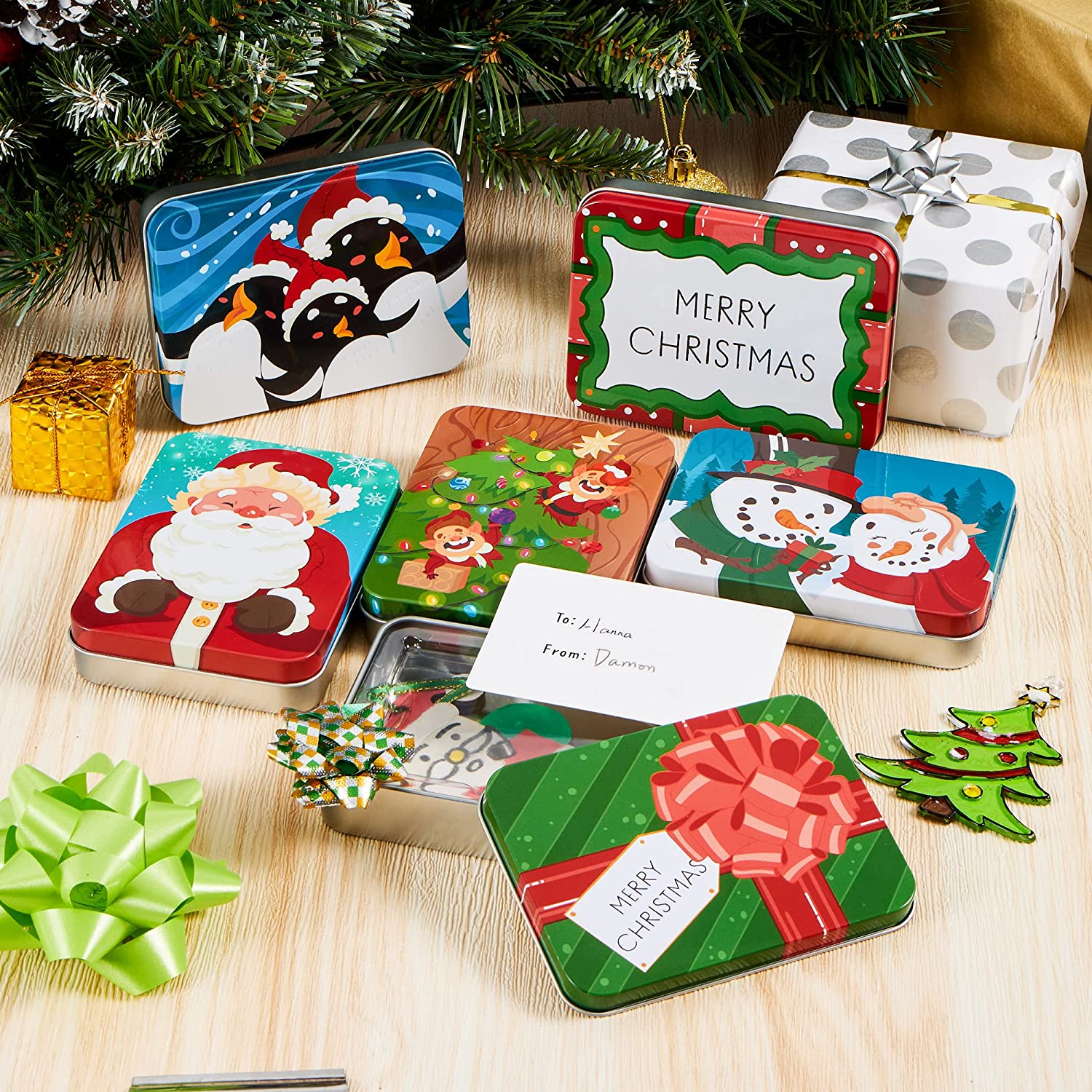 6 Christmas Gift Card Tin Holders - Image 9
