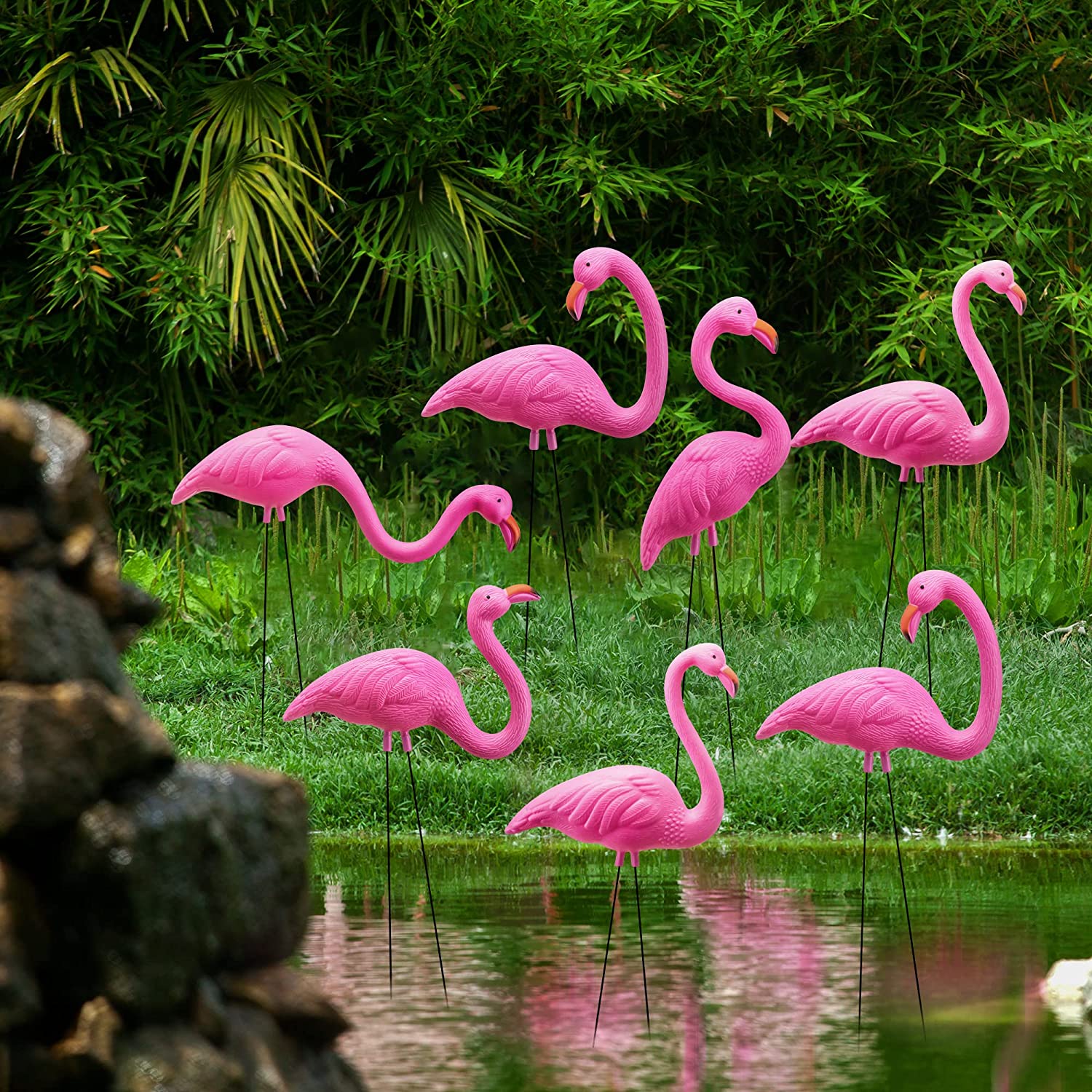 10Pcs Small Pink Flamingo Yard Ornament - Image 8