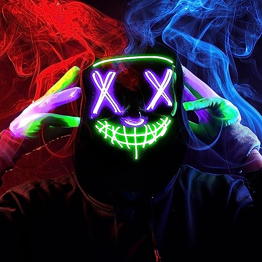 LED Multi Color Scary Mask And Gloves, (green&purple) - Image 5