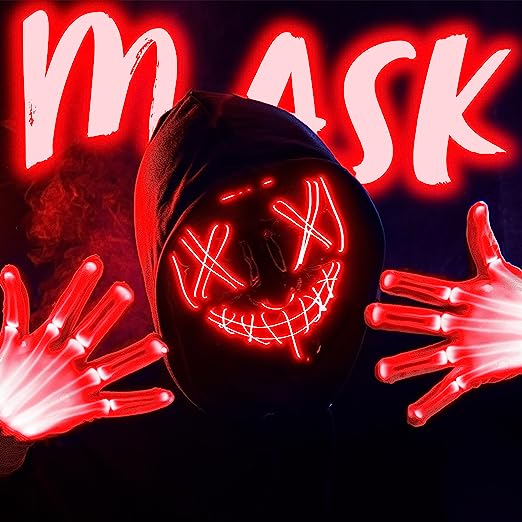 LED Scary Mask And Gloves (red) - Image 2