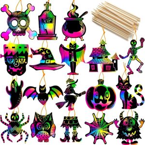 JOYIN 36 PCS Halloween Scratch Paper Art - 18 Designs for Kids Age 3+