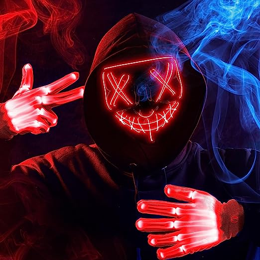 LED Scary Mask And Gloves (red) - Image 5
