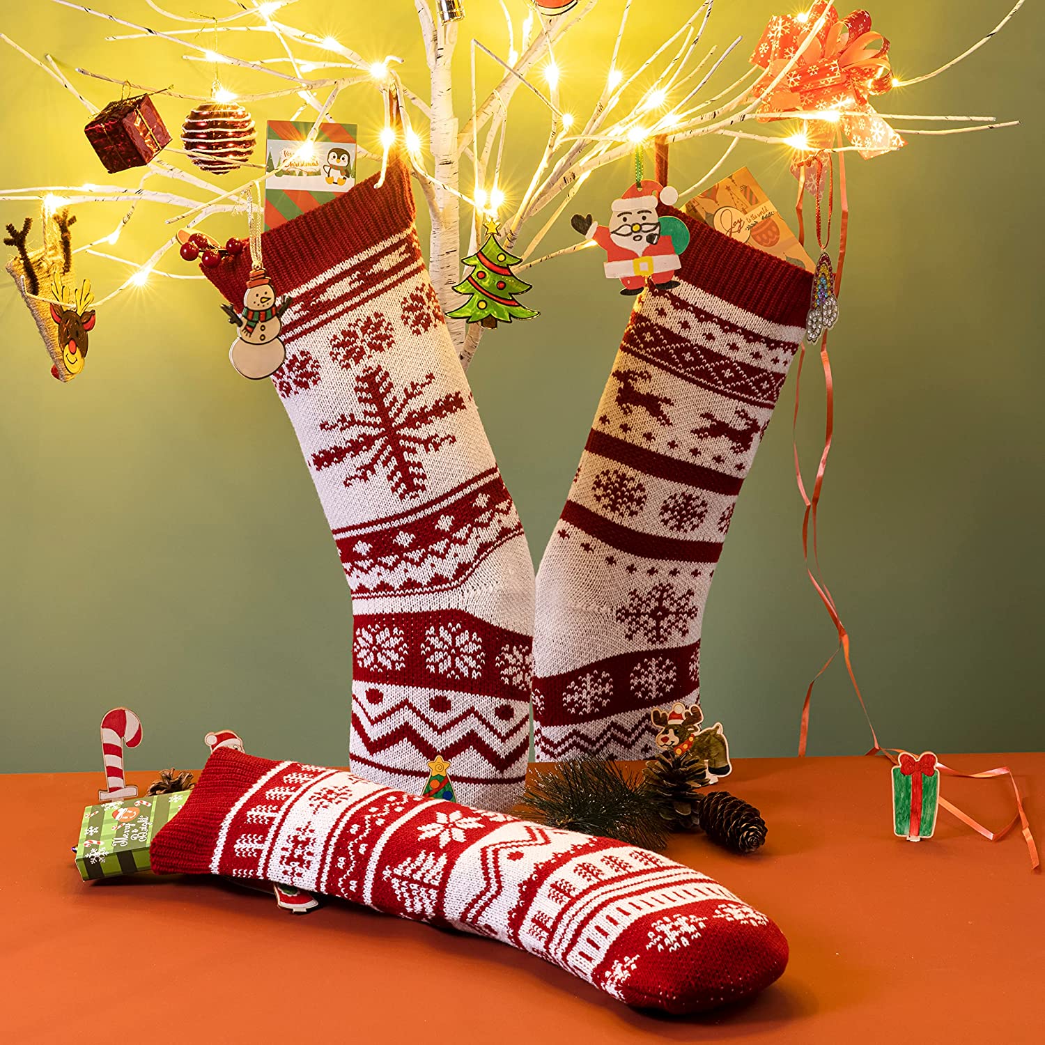 3 Pack 18in Knit Christmas Stockings - Image 6