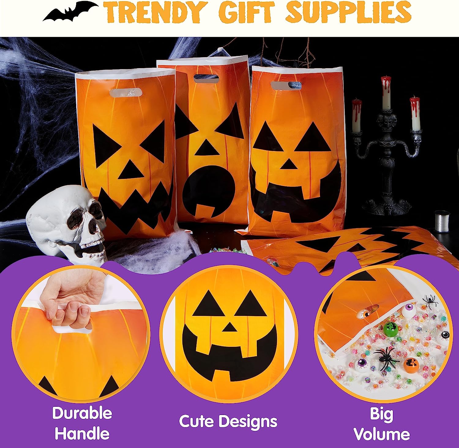 Halloween Jack O Lantern Trick Or Treat Bags, 72-pack - Image 6