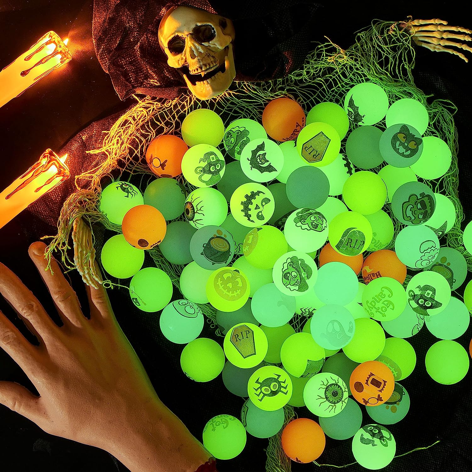 100 Halloween Glow in The Dark Bouncing Balls - Image 7