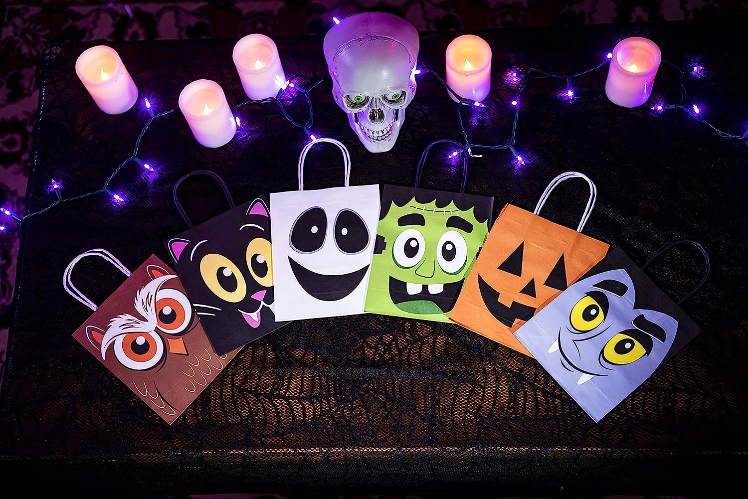 Halloween Colorful Bags with Handles, 24 Pcs - Image 4