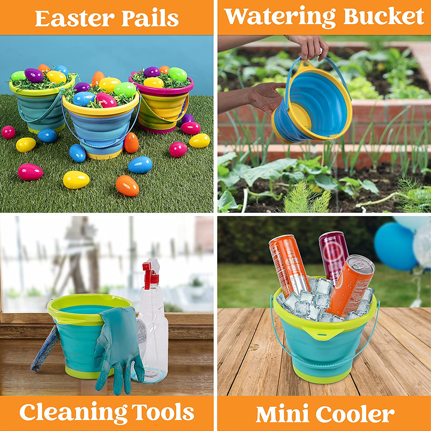 3 Packs Foldable Pail Bucket with Shovels (Bonus Mesh Bag) - Image 7