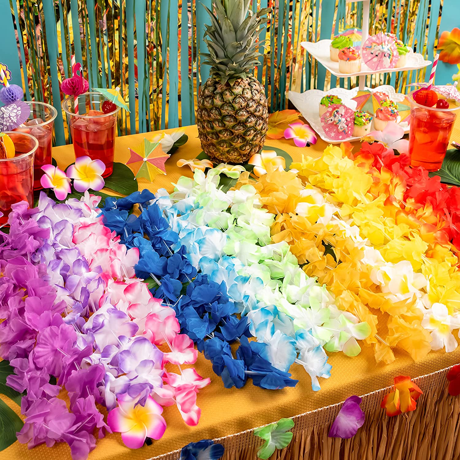 120Pcs Hawaiian Colorful Tropical Flower Leis Necklaces for Kids Adults - Image 8