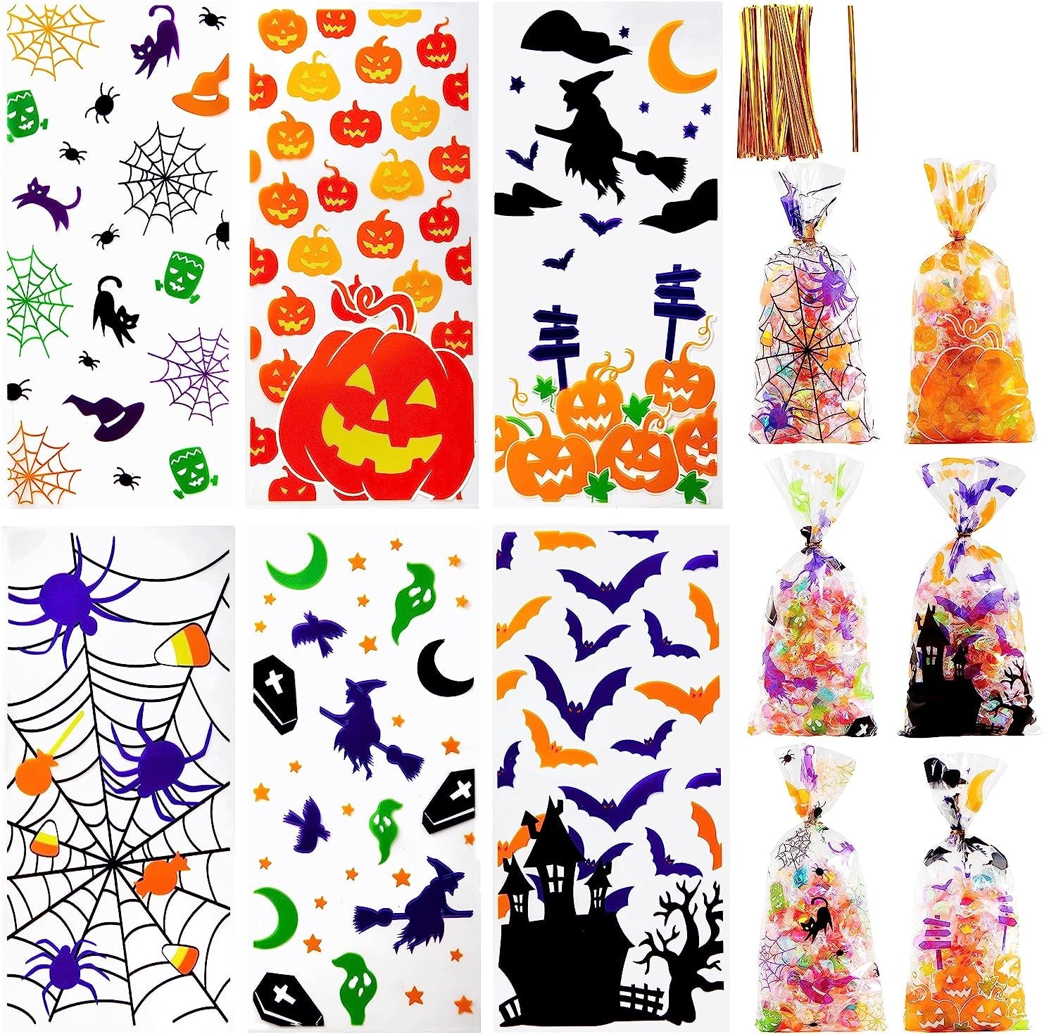 Halloween Cellophane Rectangle Treat Bags, 150 Pcs - Image 3