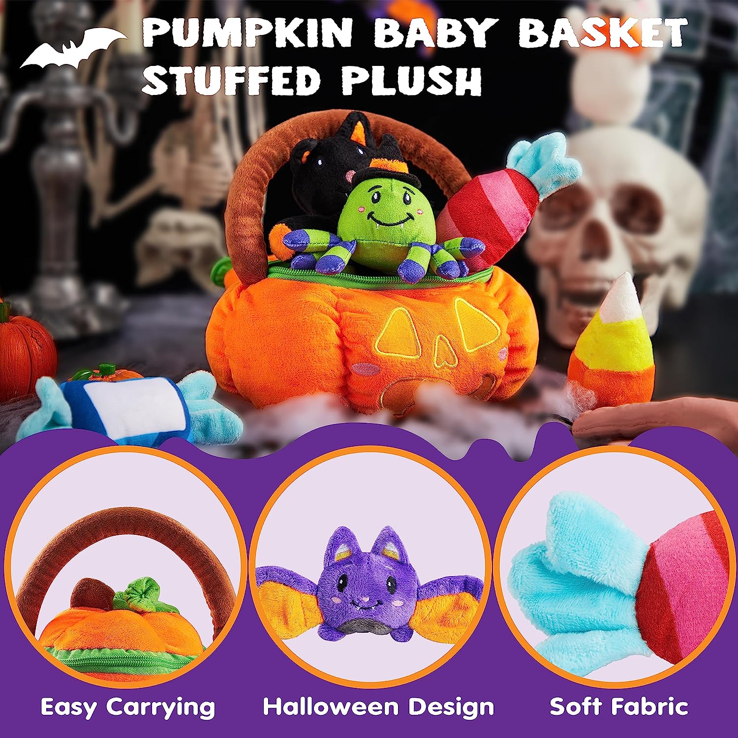 Satiated Plush Pumpkin Baby Basket - Image 4