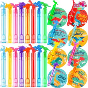 JOYIN 32 Packs Valentines Day Gift Cards with Mini Bubble Wands for Kids