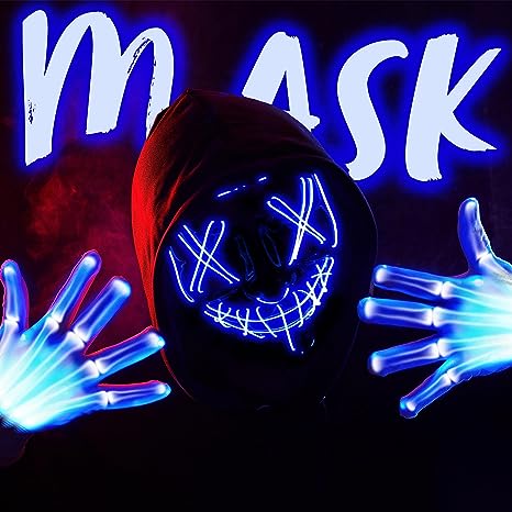 LED Cosplay Scary Mask And Gloves - Image 2