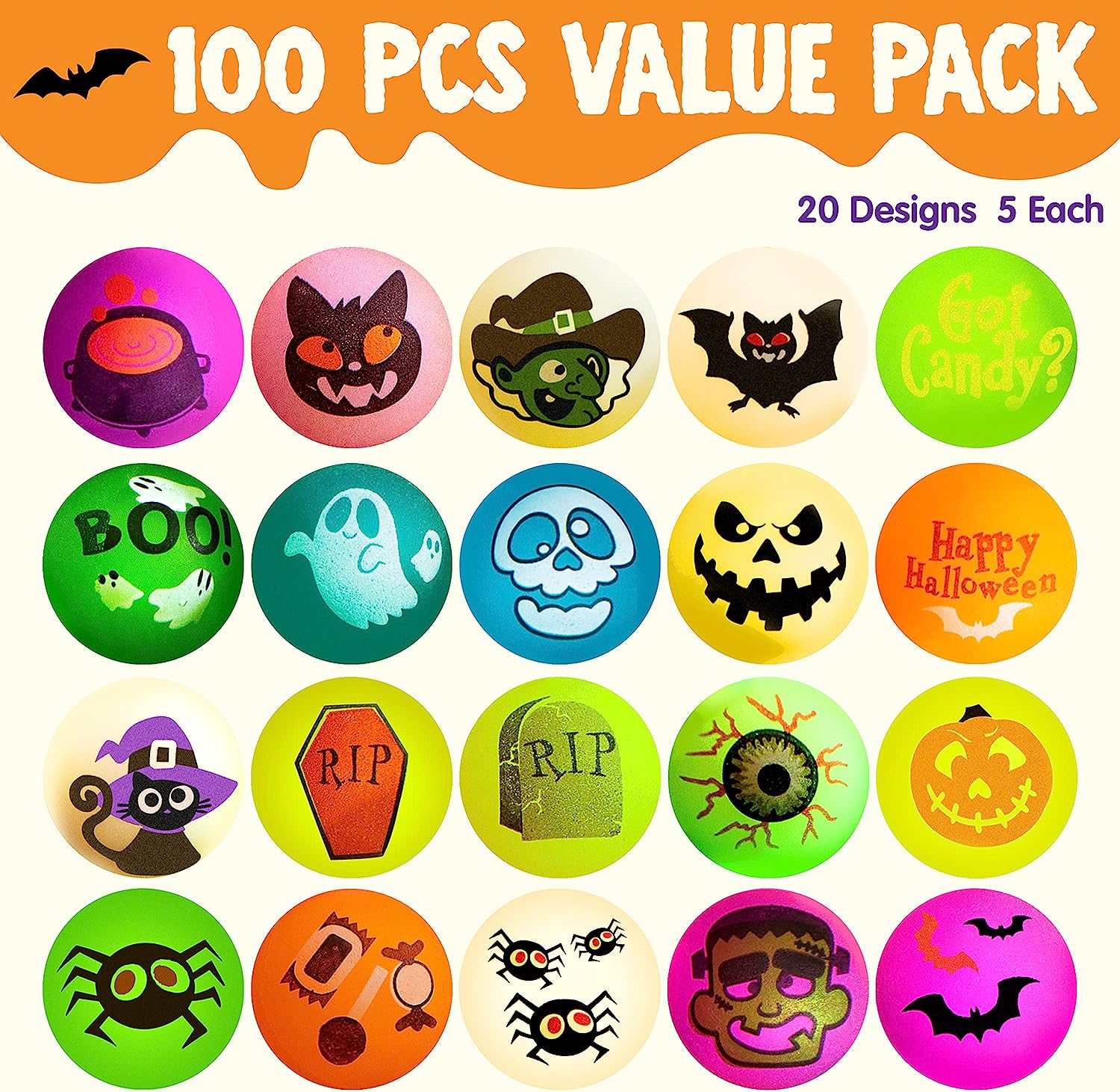 100 Halloween Glow in The Dark Bouncing Balls - Image 5