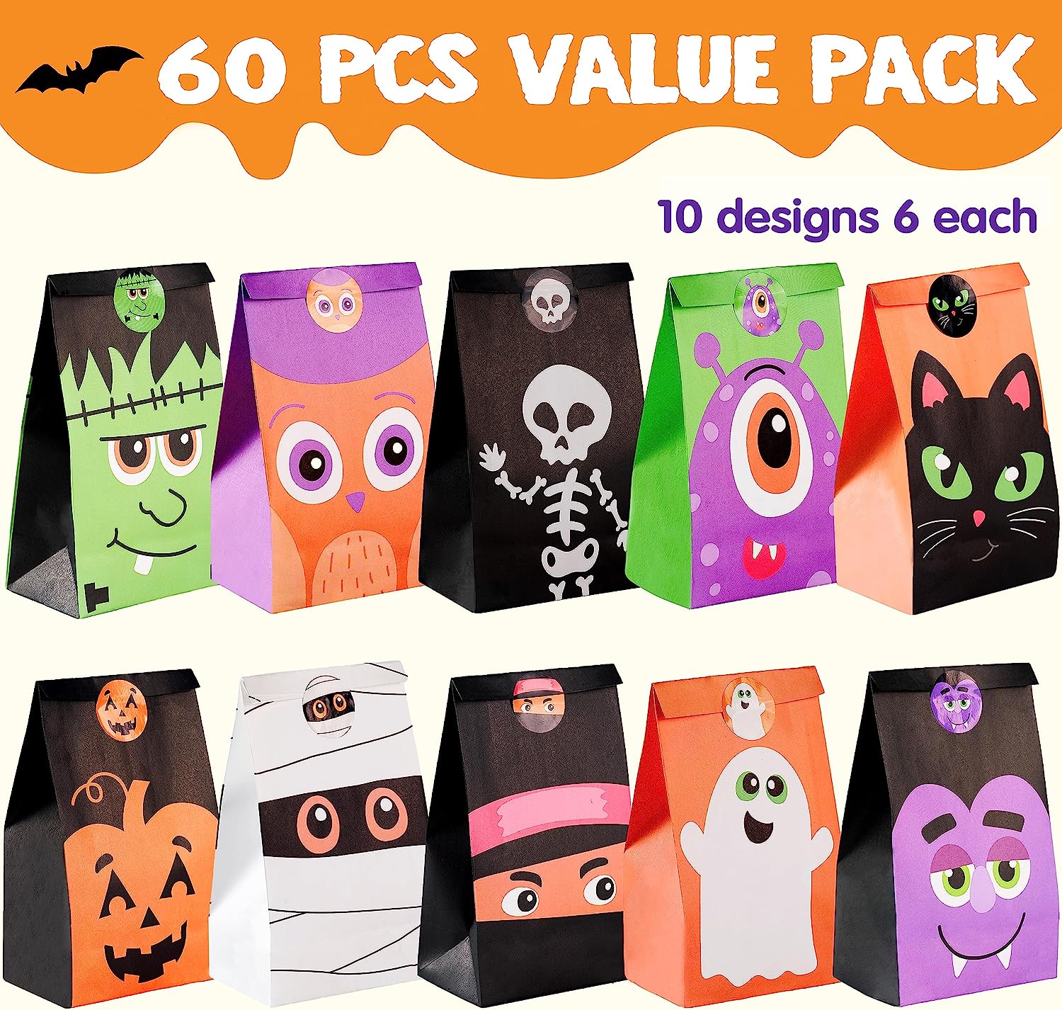 Characters Kraft Paper Treat Bags, 60 Pcs - Image 6