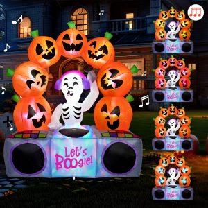 Joiedomi 6 Ft Inflatable Halloween Music Skeleton Pumpkin with LED Lights
