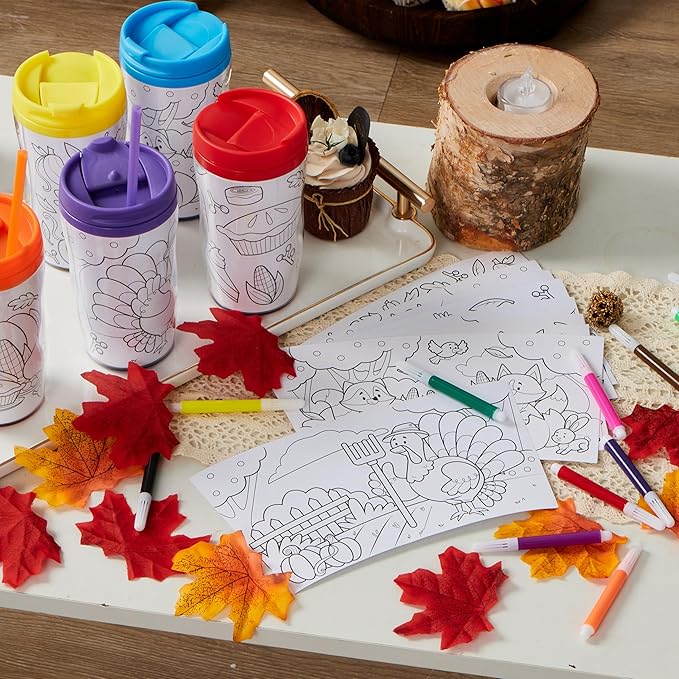 12 Pcs Thanksgiving Coloring Cup for Kids - Image 7