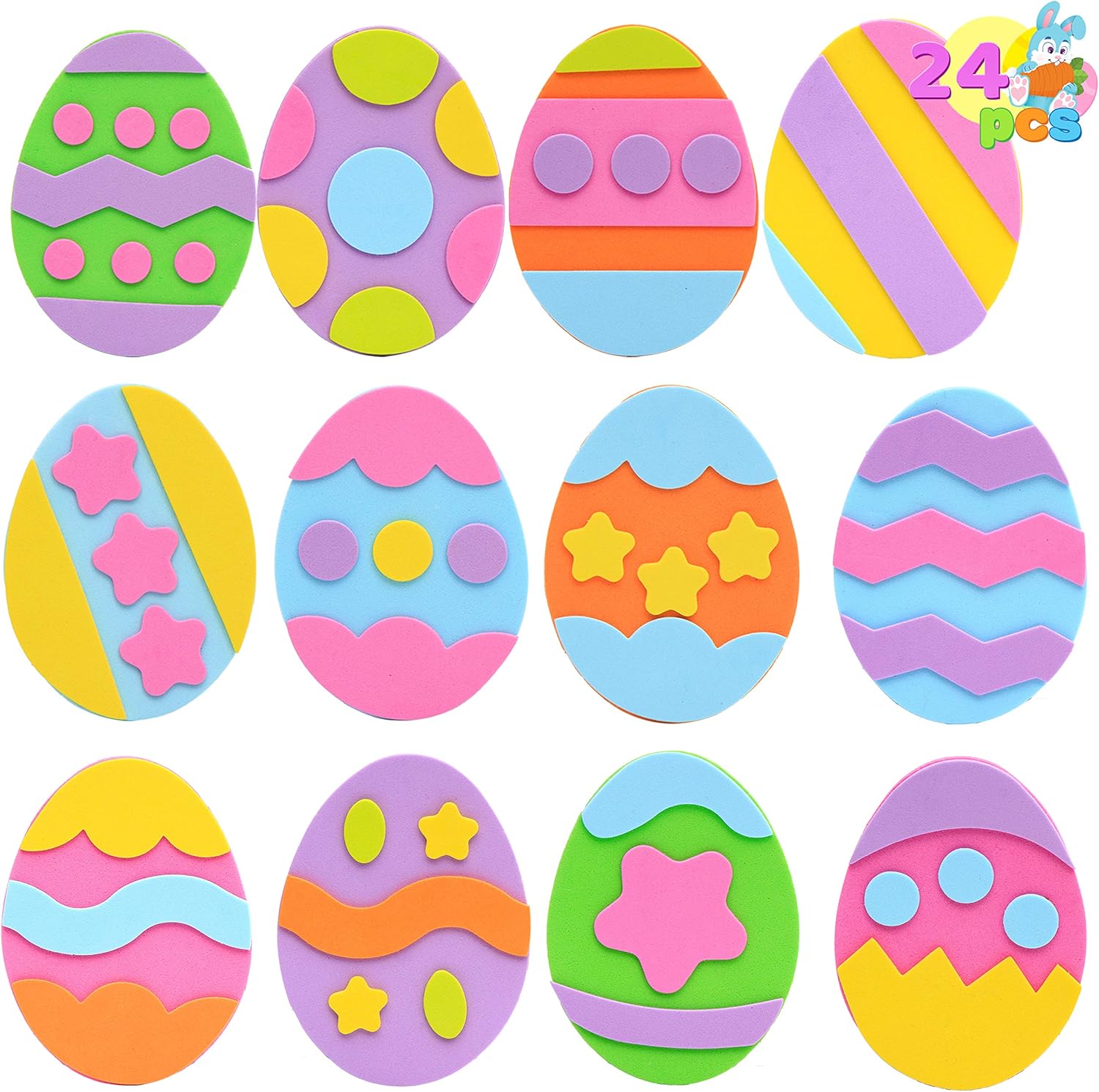 JOYIN Easter DIY Foam Magnet Set 24 Pack Easter Egg Hunt Basket Stuffers Art Activities