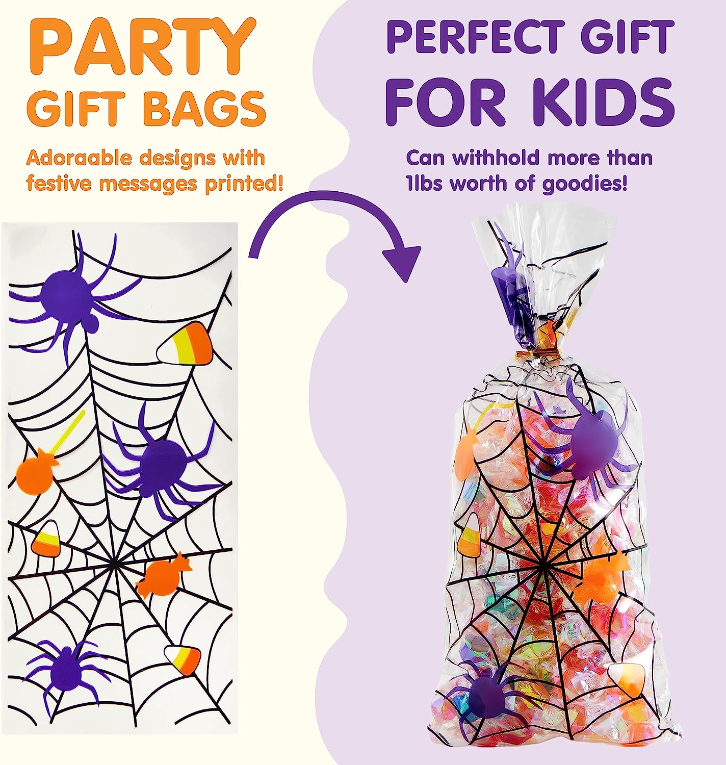 Halloween Cellophane Rectangle Treat Bags, 150 Pcs - Image 4