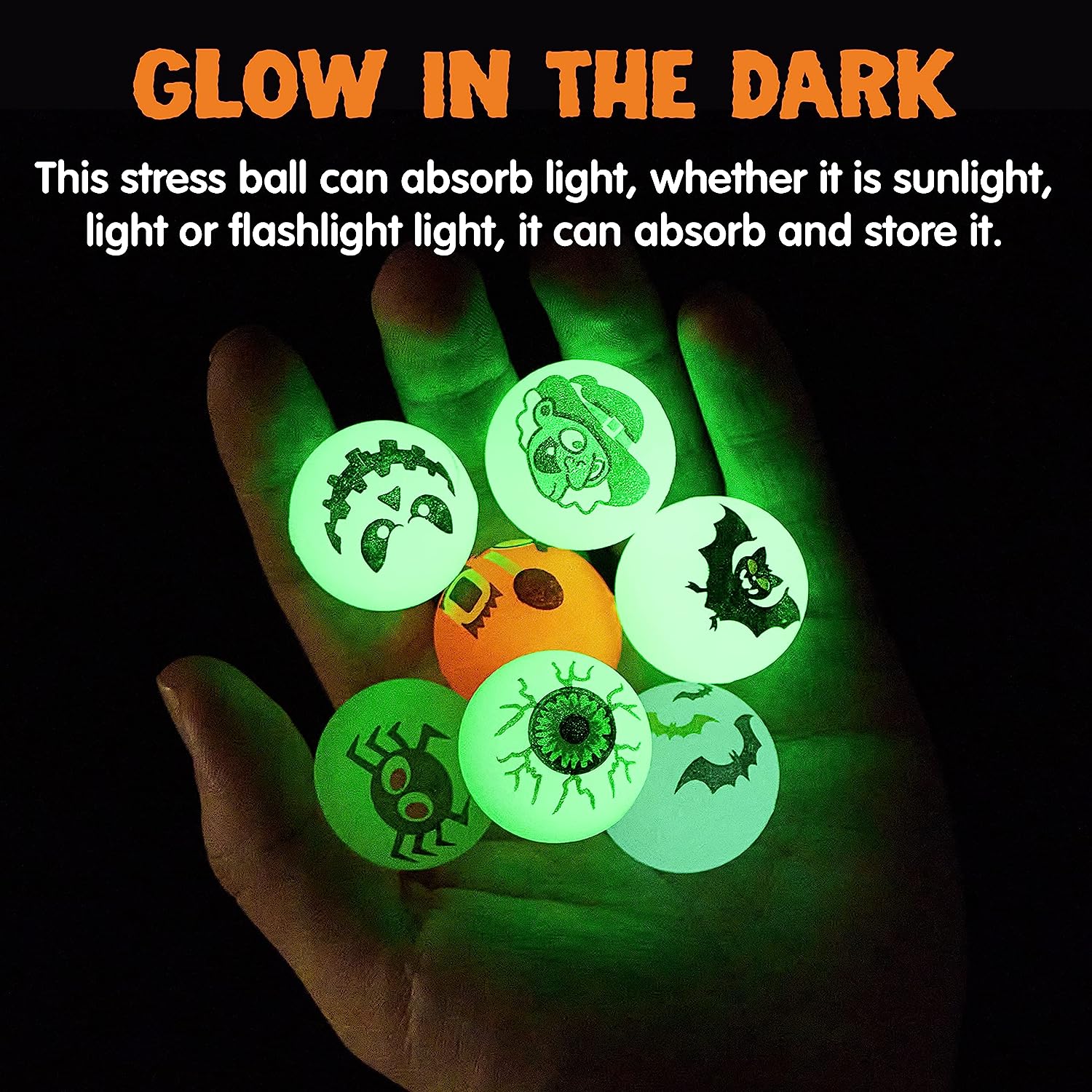 100 Halloween Glow in The Dark Bouncing Balls - Image 3