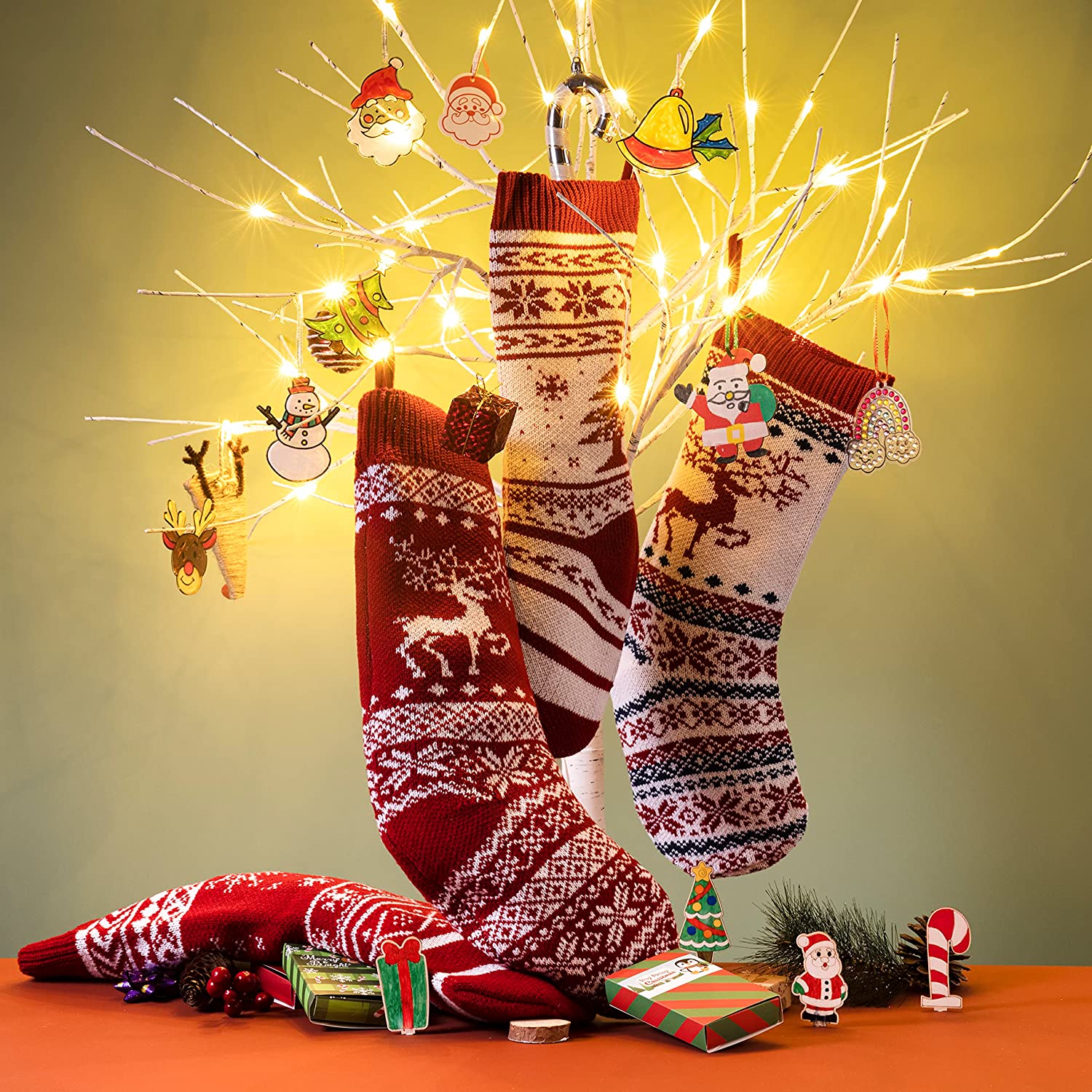 15in Knit Christmas Stockings, 4 Pack - Image 7