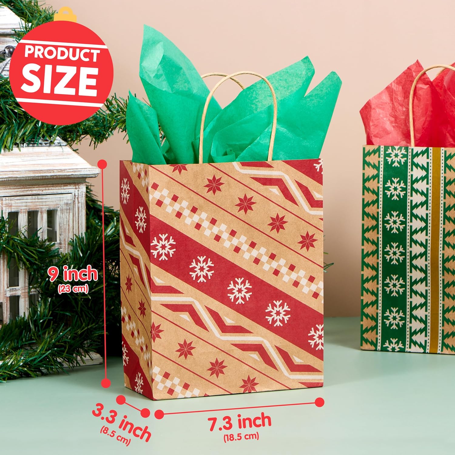 24 PCS Christmas Kraft Bags Holiday Paper Goody Gift Bags with Handles for Xmas Gifts Wrapping Party - Image 6