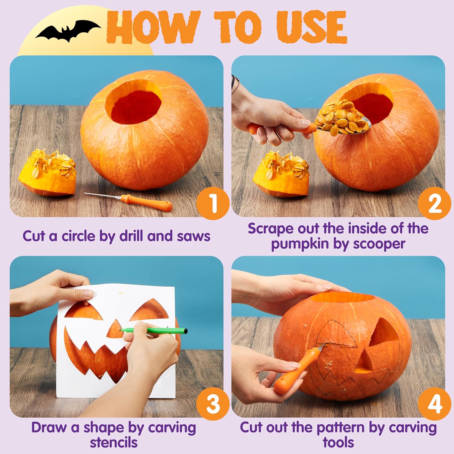 14 Pcs Halloween Pumpkin Carving Kit - Image 7