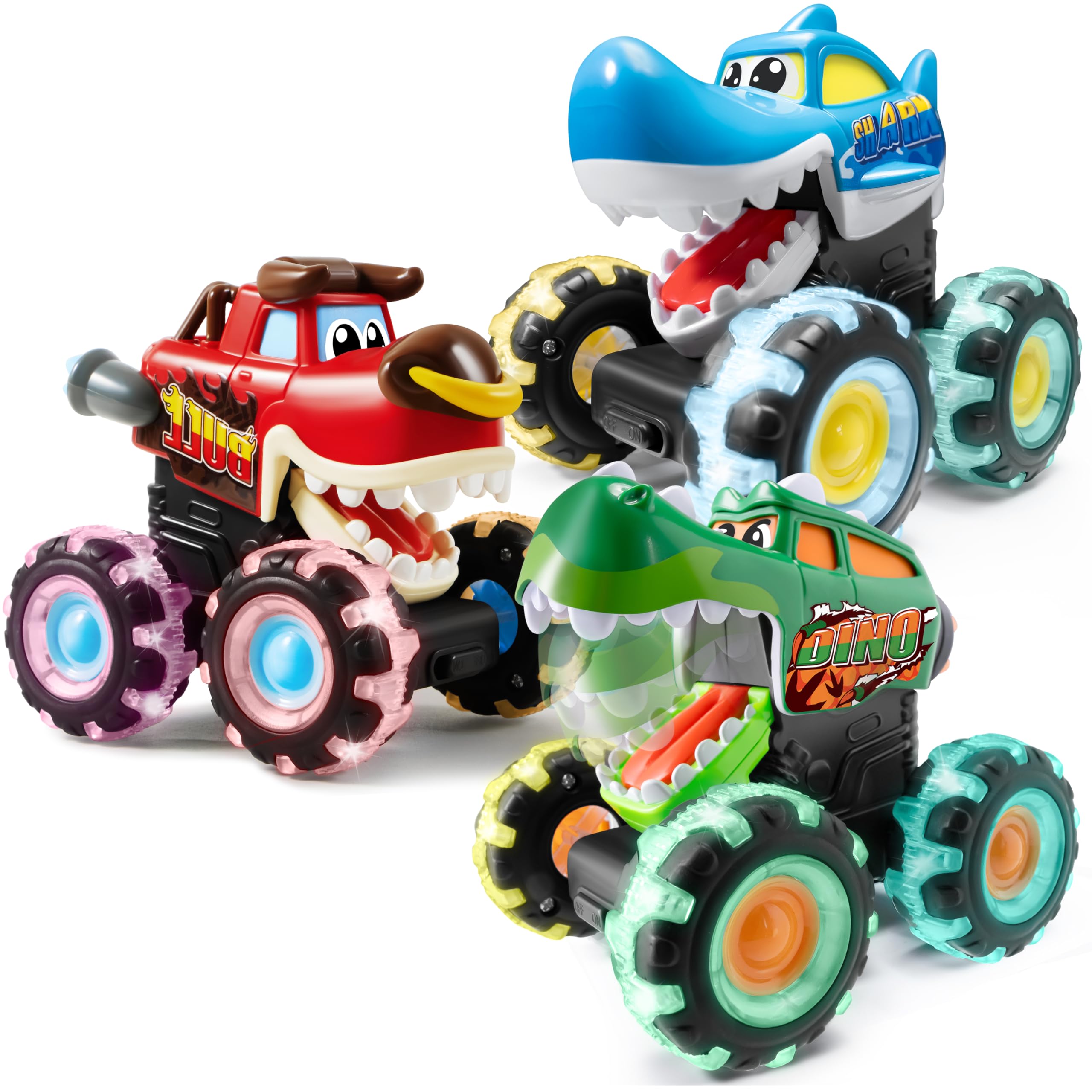 3 Pack Monster Truck Toy - Motion Activated Light Up Cars for Toddlers - Image 9