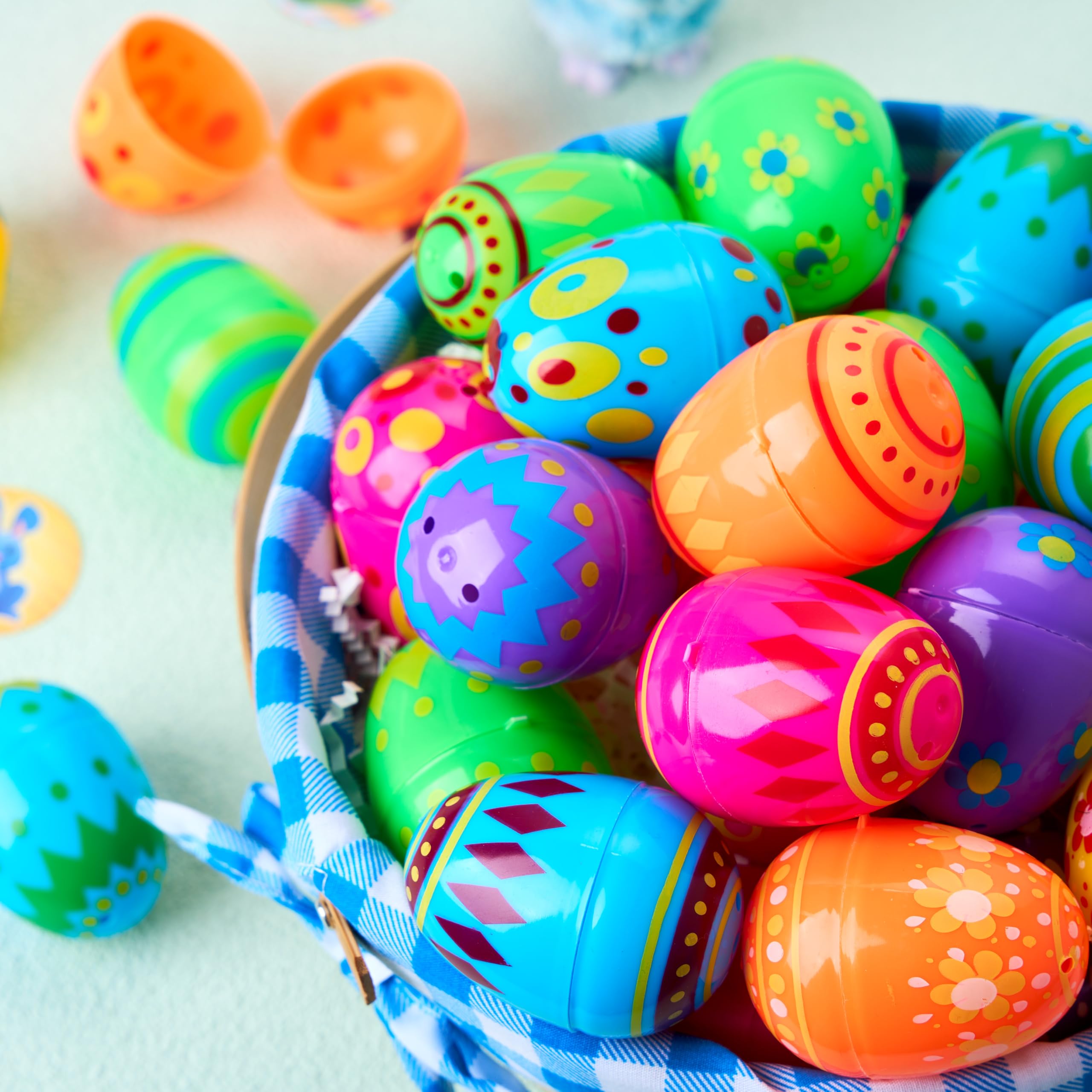 50 Pcs Plastic Printed Bright Easter Eggs for Easter Hunt - Image 9