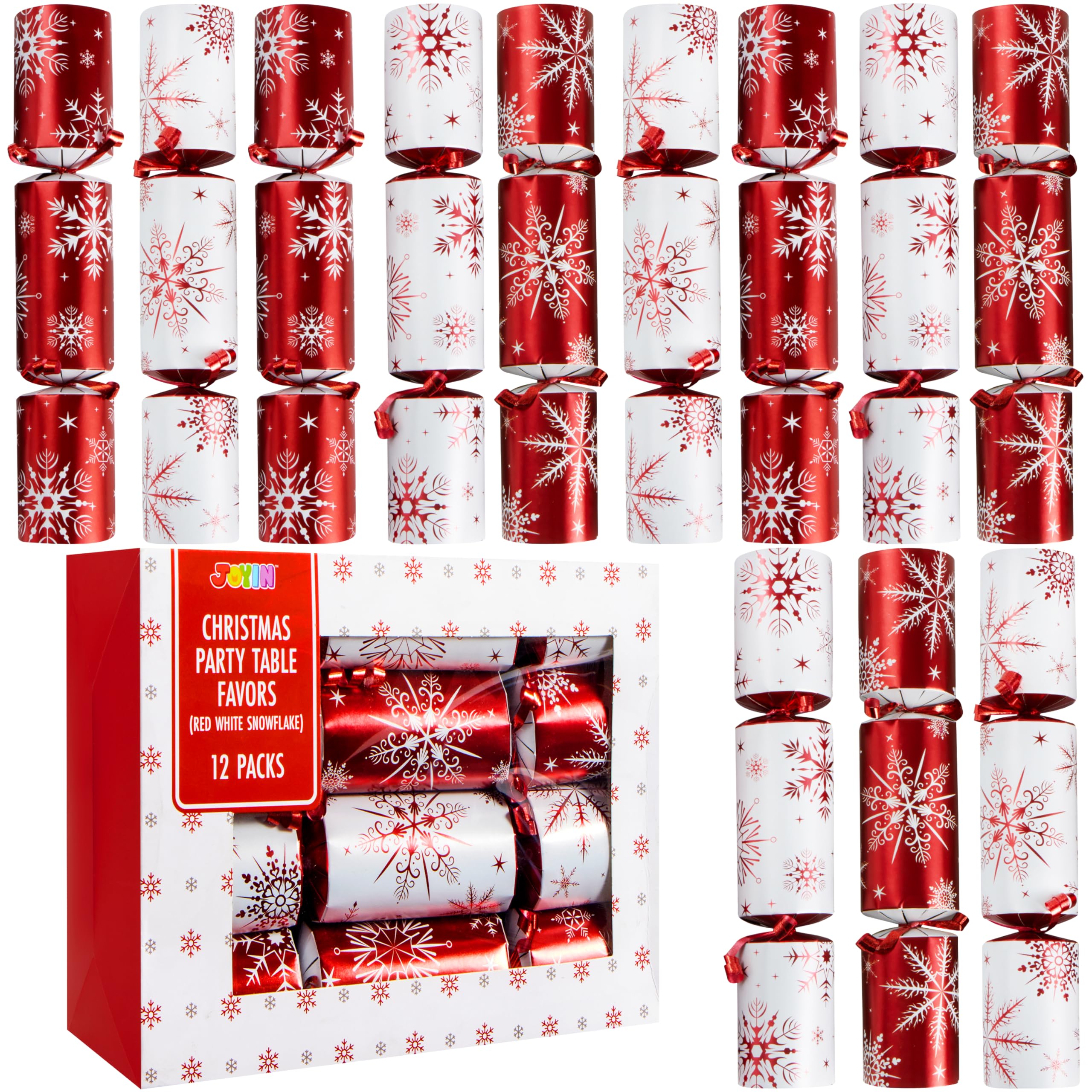 Christmas Party Table Favors (Red White Snowflake), 12 Pack - Image 9