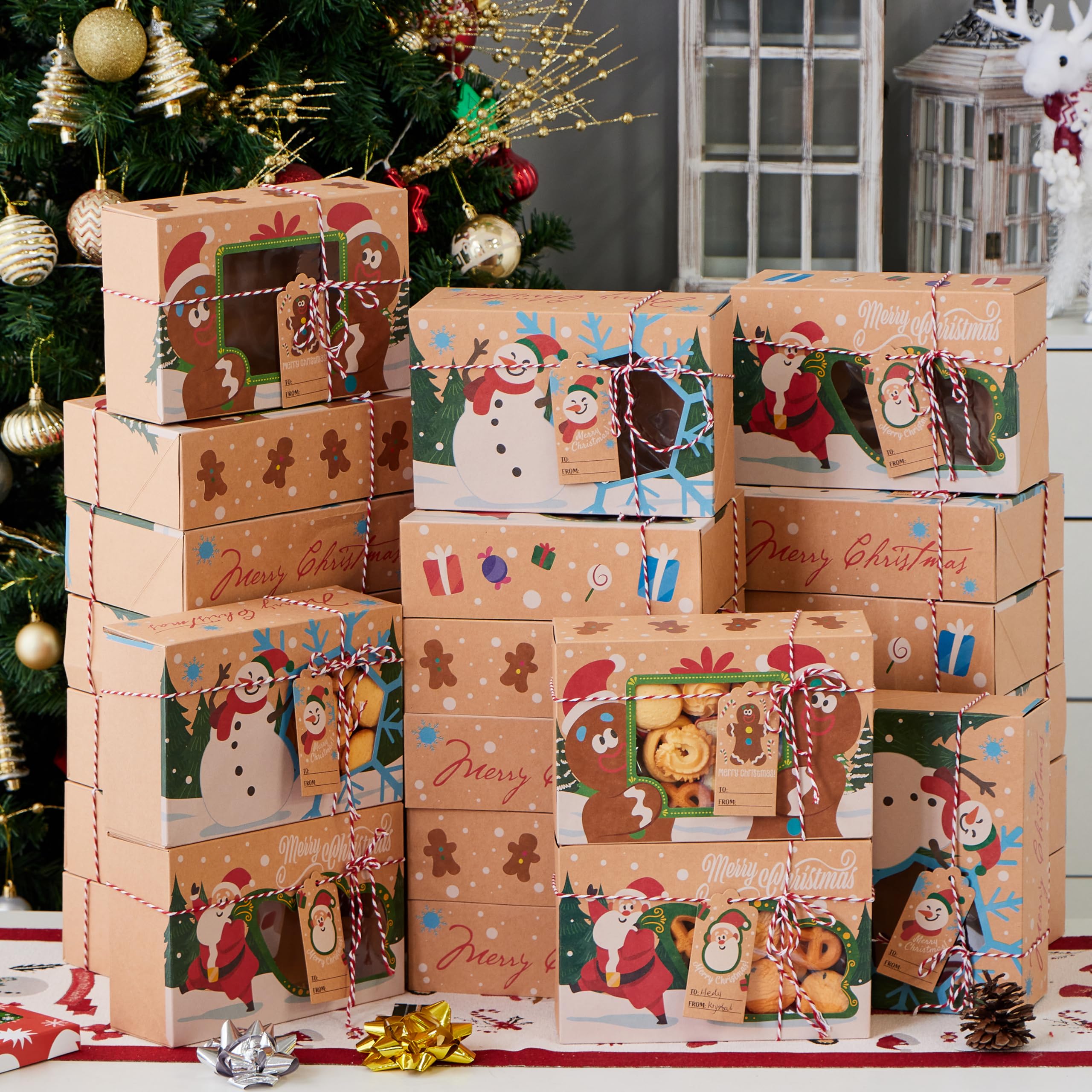 24 PCS Christmas Cookie Gift Baking Box with Window Auto-Popup - Image 9