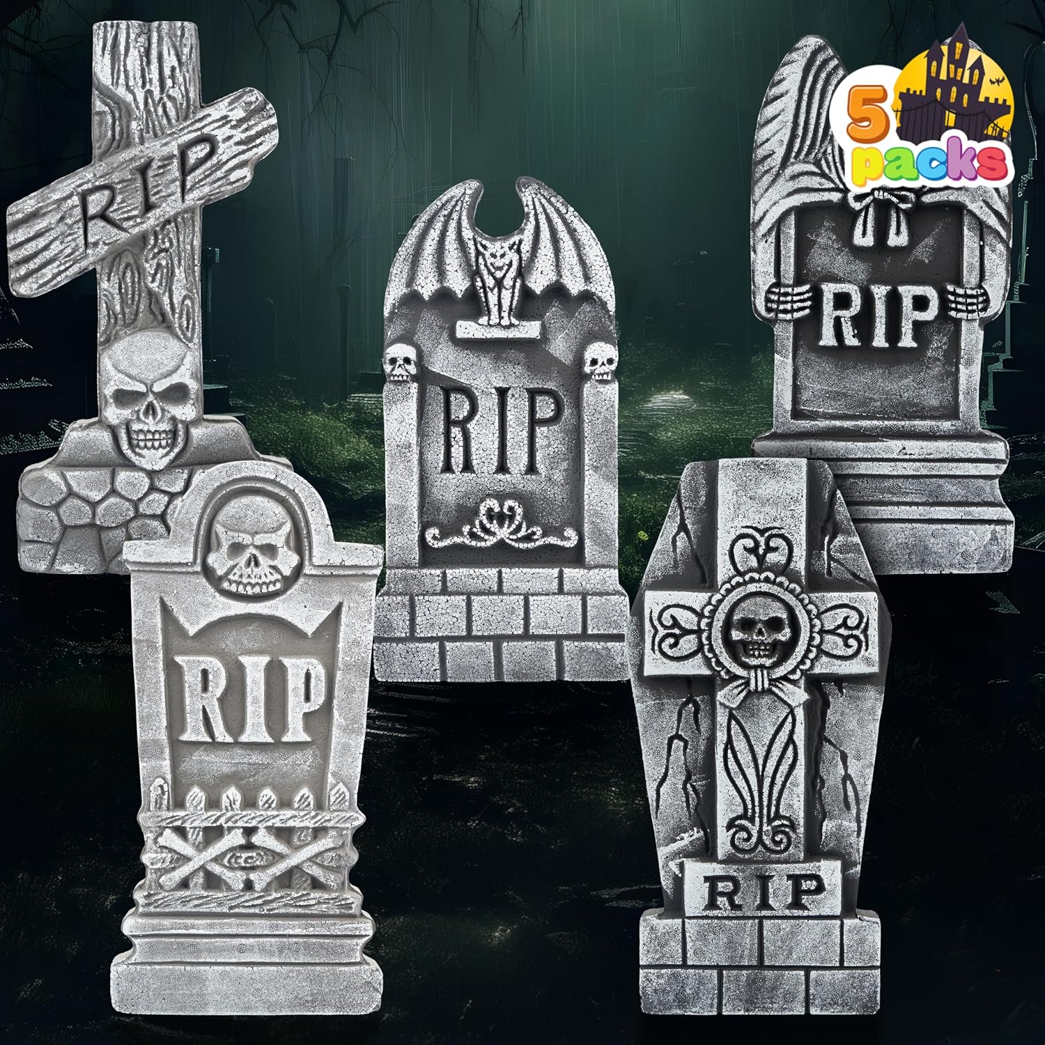 JOYIN 5 PCS 17 Halloween Tombstones - Graveyard Yard Decoration - Image 9