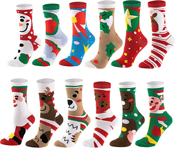 Soft Cotton Christmas Socks Set, 12 Pack - Image 2
