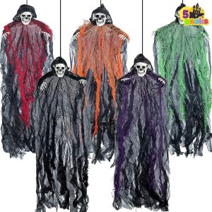 JOYIN 5 Pack 27.6 Hanging Grim Reaper & Ghost Decorations for Halloween Yard Graveyard Outdoor