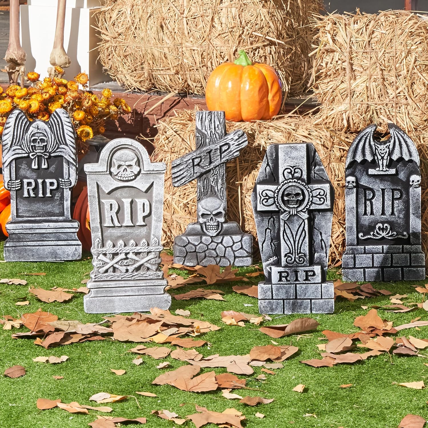 JOYIN 5 PCS 17 Halloween Tombstones - Graveyard Yard Decoration - Image 8