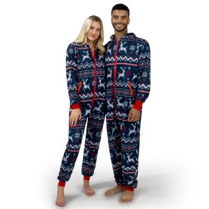 Adults Christmas Hooded Pajamas, Men Loose Christmas Pajamas