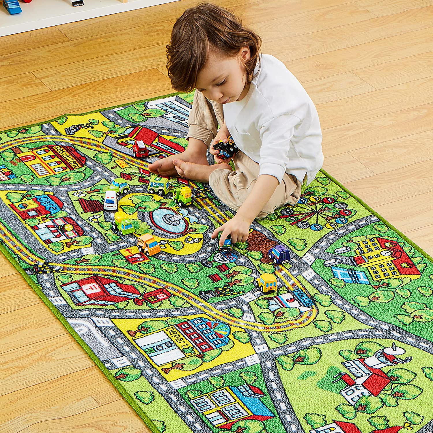 Carpet Playmat W/ 12 Cars Pull-back Vehicle Set - Image 9
