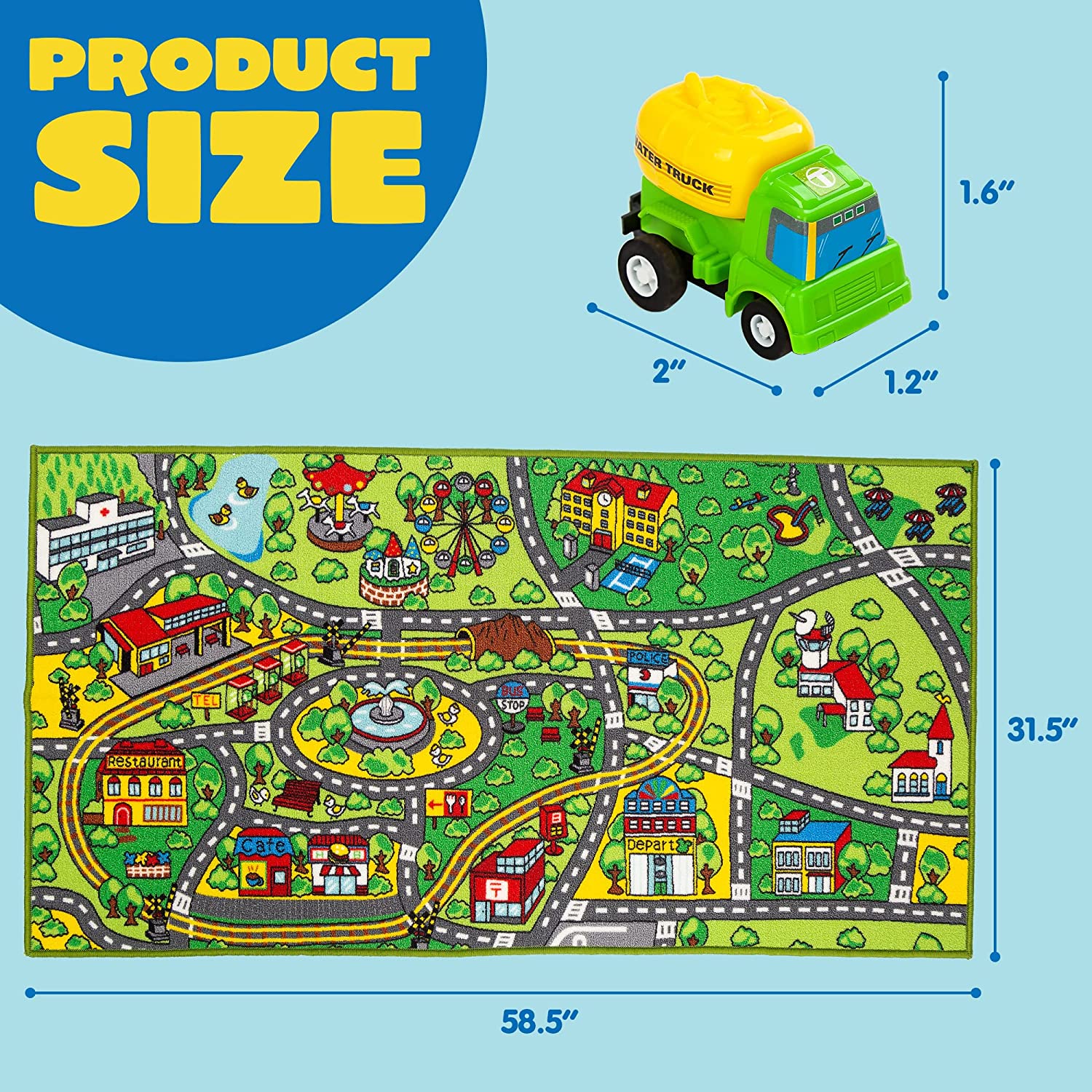 Carpet Playmat W/ 12 Cars Pull-back Vehicle Set - Image 3