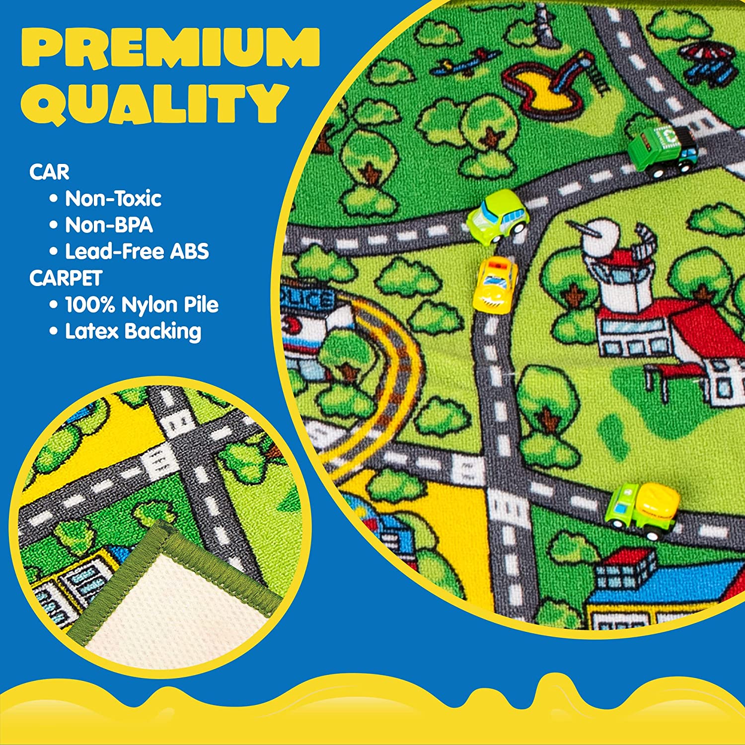 Carpet Playmat W/ 12 Cars Pull-back Vehicle Set - Image 7