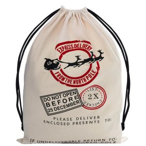 Christmas Drawstring Gift Bag Santa Burlap Sack 26in x 19in