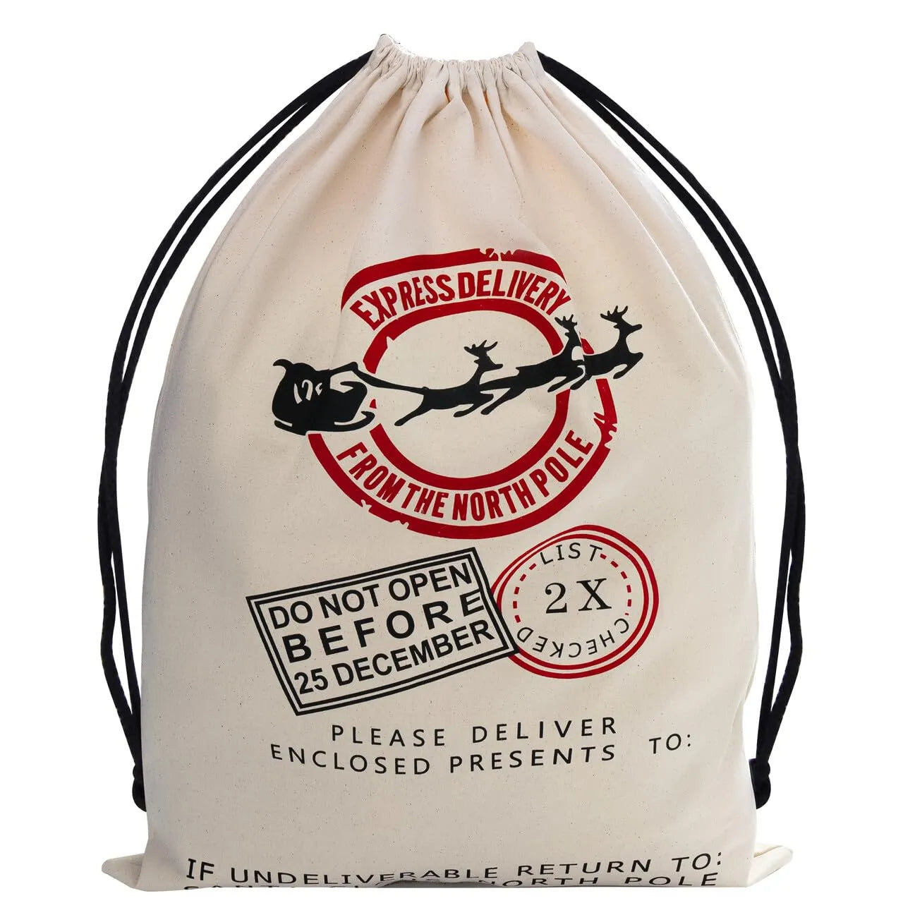 Christmas Drawstring Gift Bag Santa Burlap Sack 26in x 19in