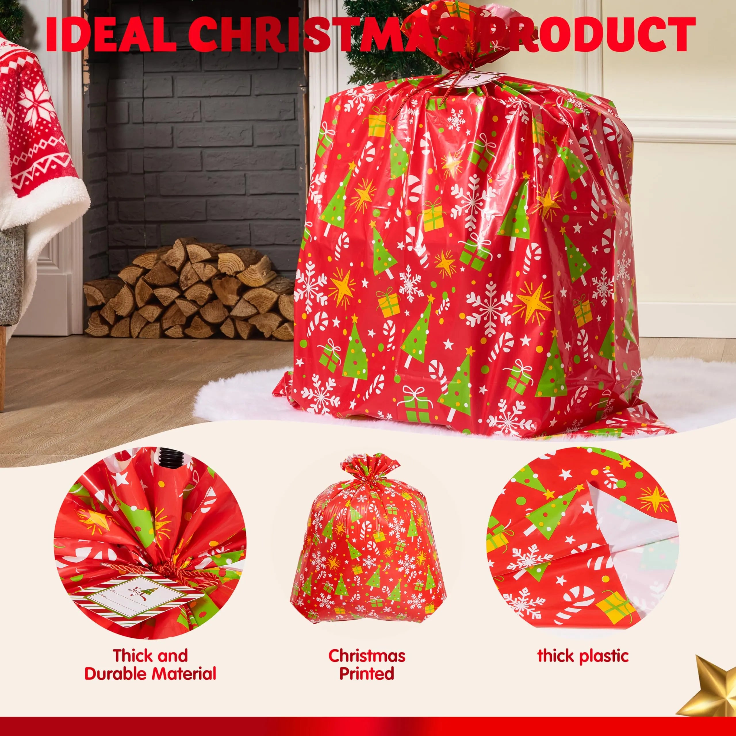 Christmas Gift Bag 56x36 Oversized Gift Wrapping Plastic Bag