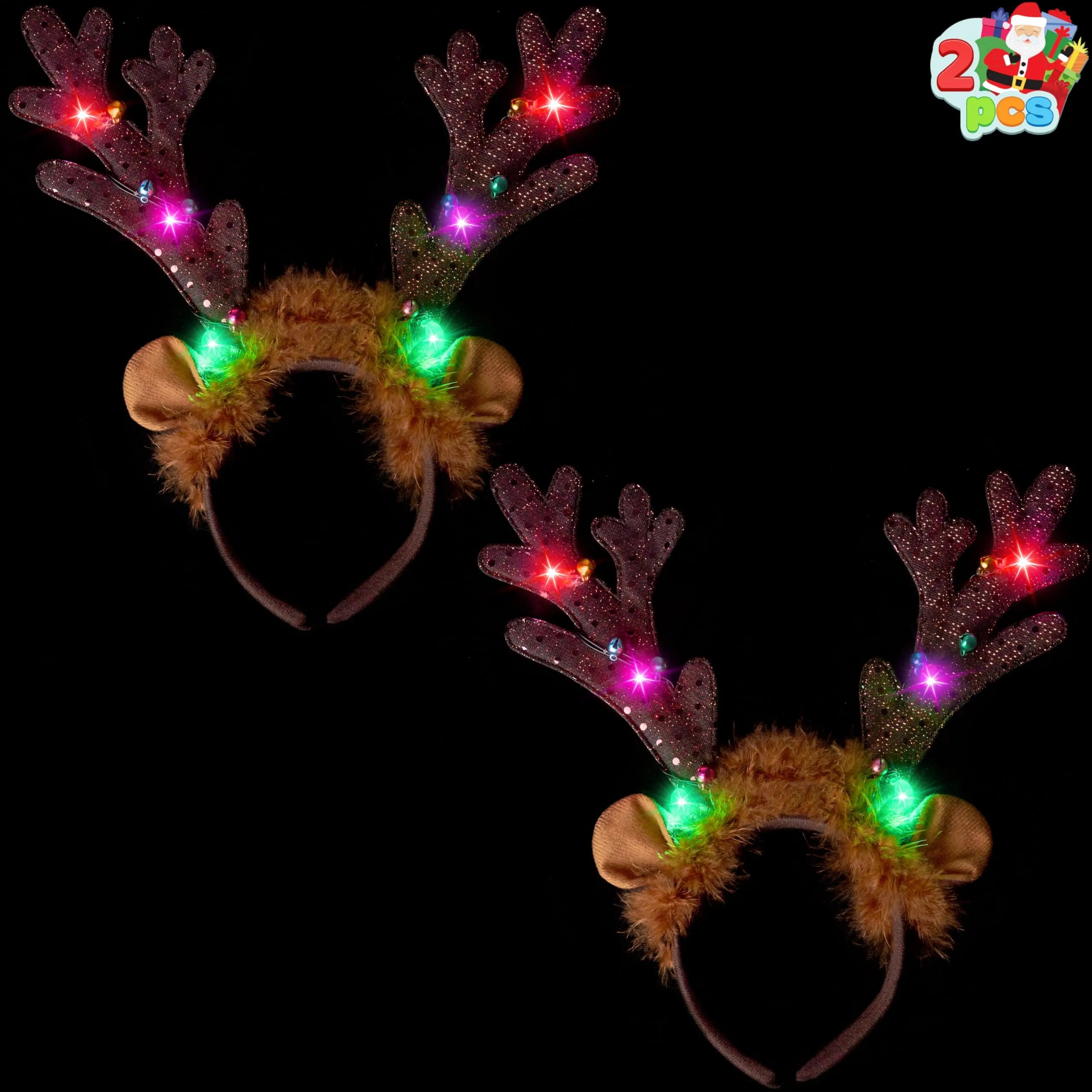 Christmas Light Up Cute reindeer headband Adult Kids Xmas Accessories - Image 2