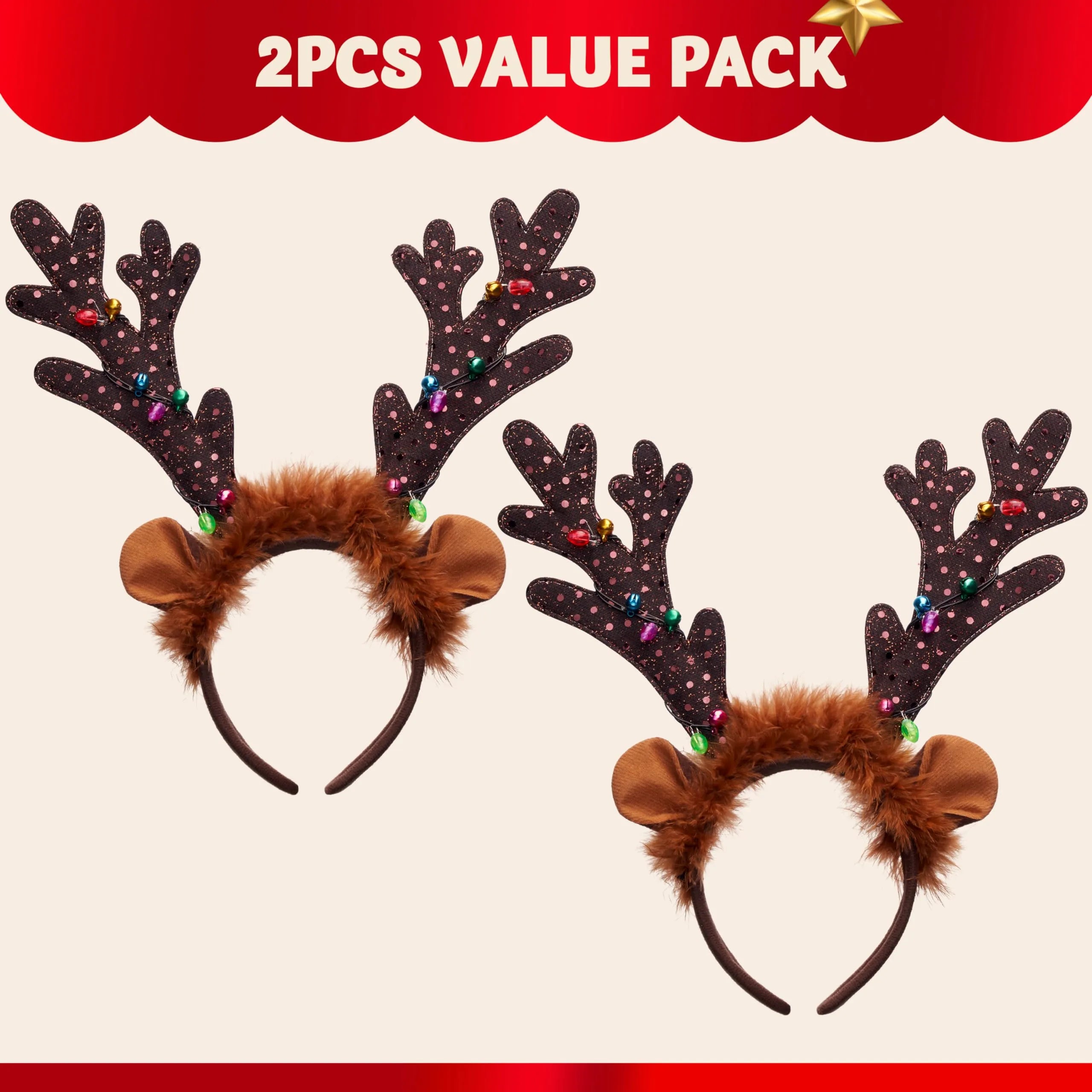 Christmas Light Up Cute reindeer headband Adult Kids Xmas Accessories - Image 3