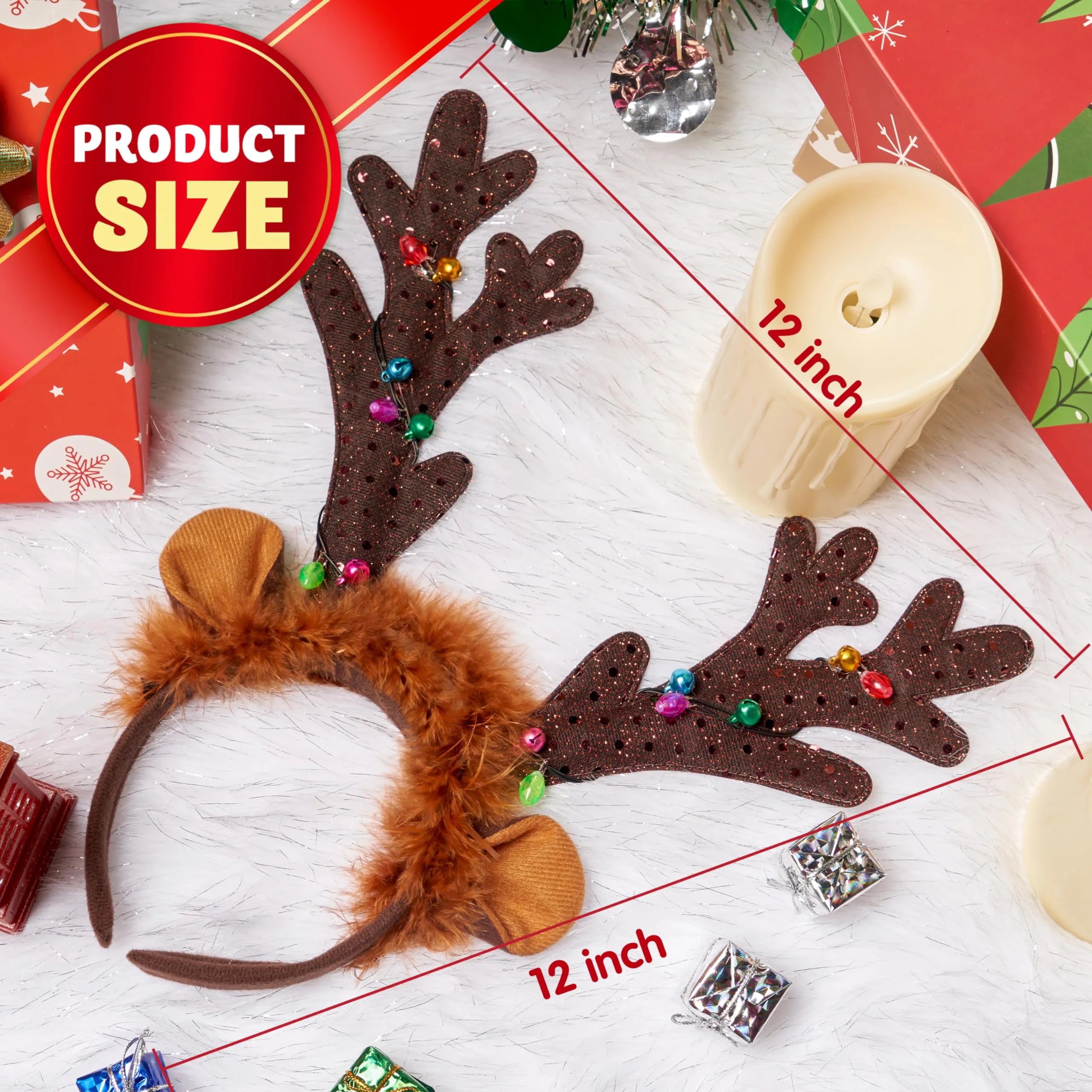 Christmas Light Up Cute reindeer headband Adult Kids Xmas Accessories - Image 9