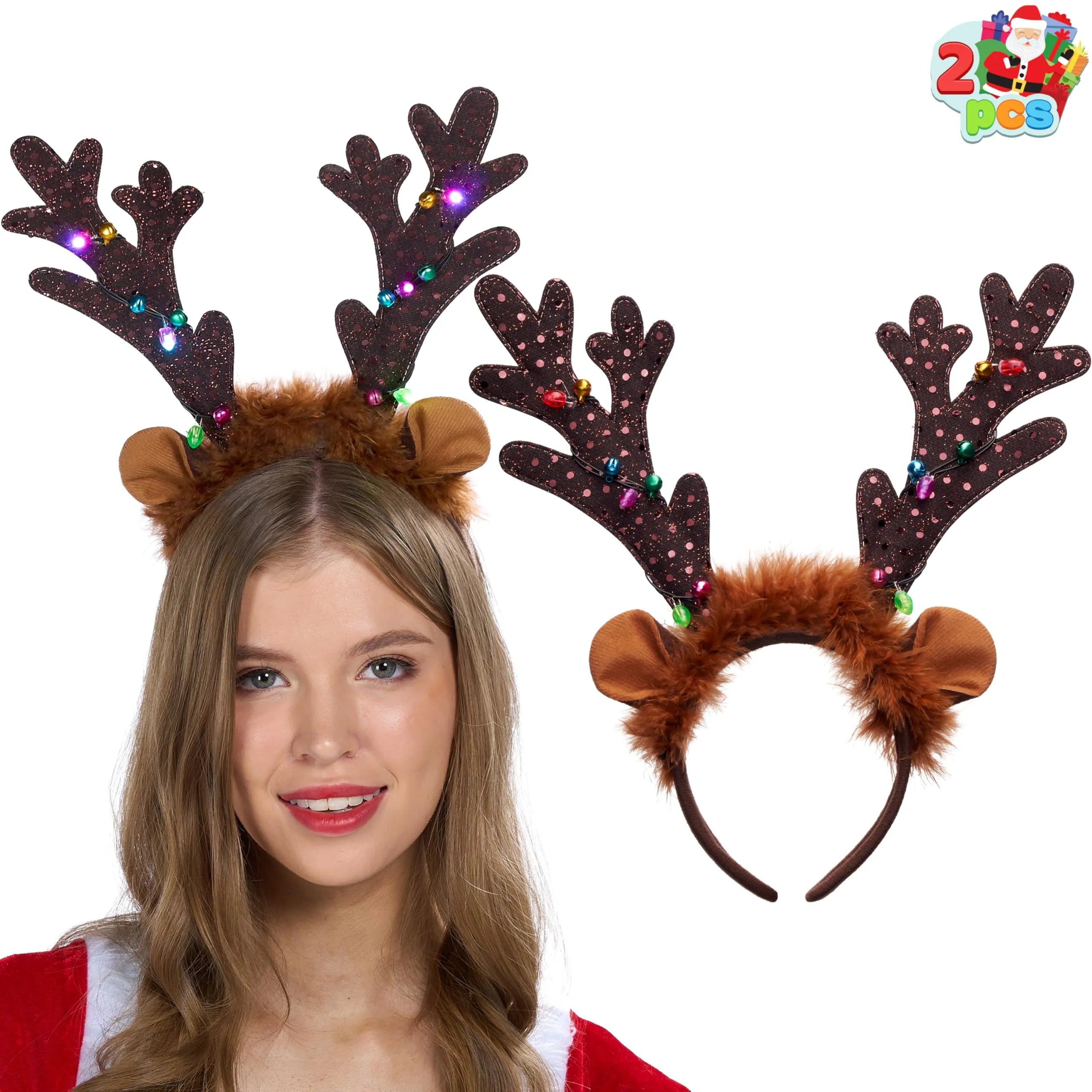Christmas Light Up Cute reindeer headband Adult Kids Xmas Accessories - Image 8