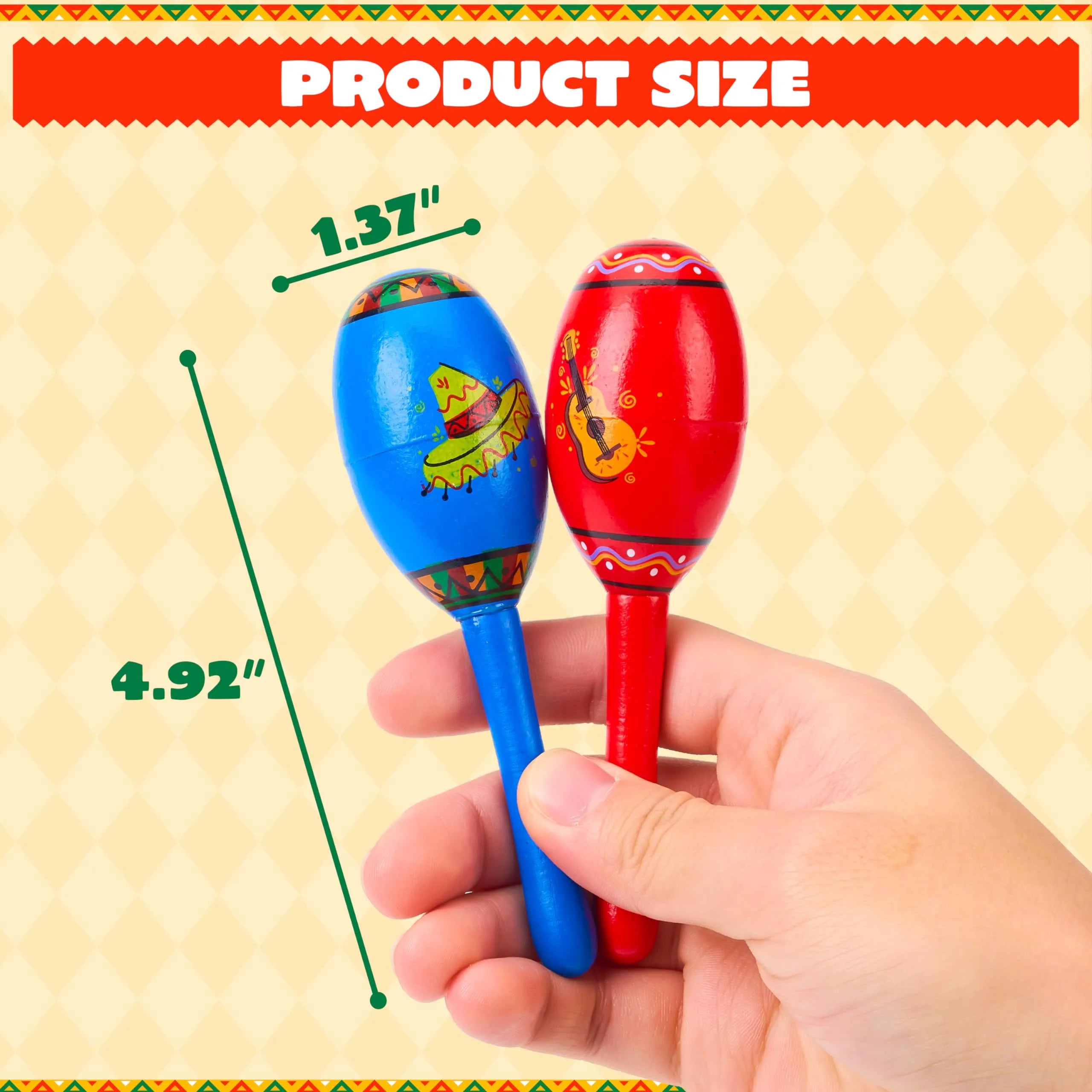 Cinco De Mayo 6 Pcs Mini Wooden Maracas for Kids - Image 9