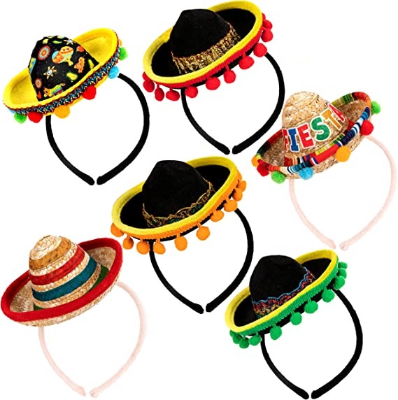 Cinco De Mayo Sombrero Headband, 6 Pack