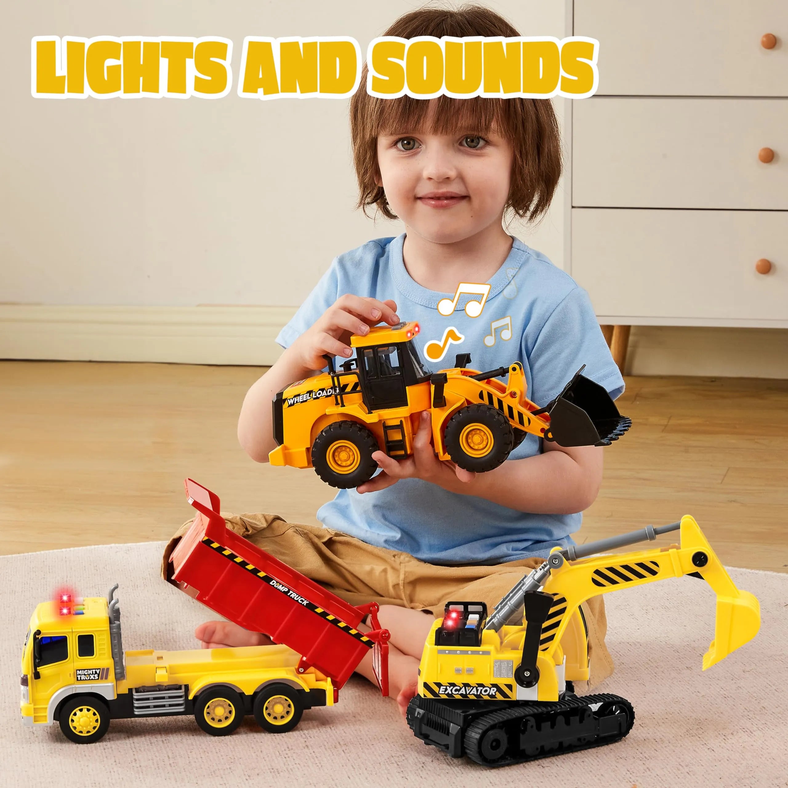 Construction Site Play Set with Excavator, Dump Truck and Loader - Image 3
