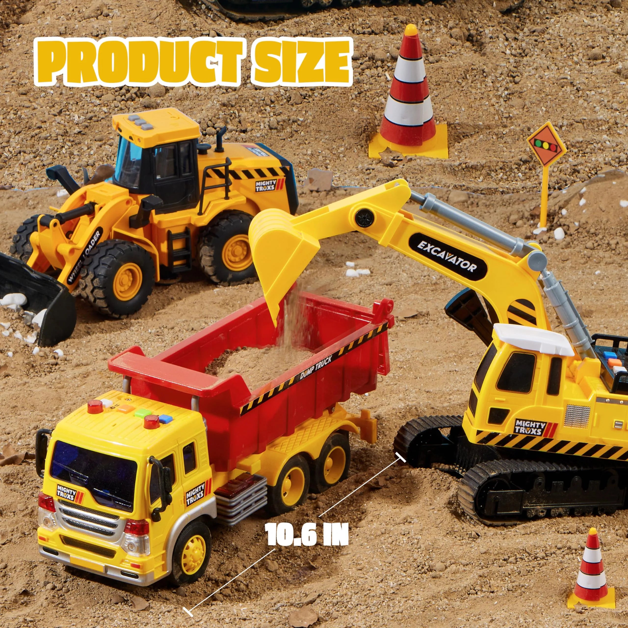 Construction Site Play Set with Excavator, Dump Truck and Loader - Image 4