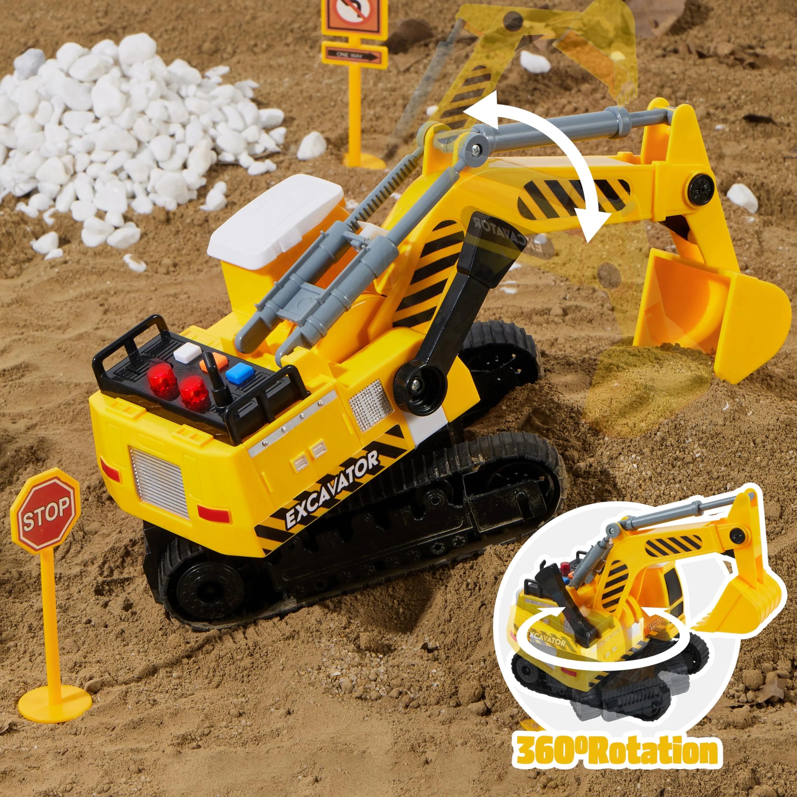 Construction Site Play Set with Excavator, Dump Truck and Loader - Image 6